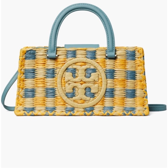 Tory Burch Ella Woven Satchel Deep Turquoise